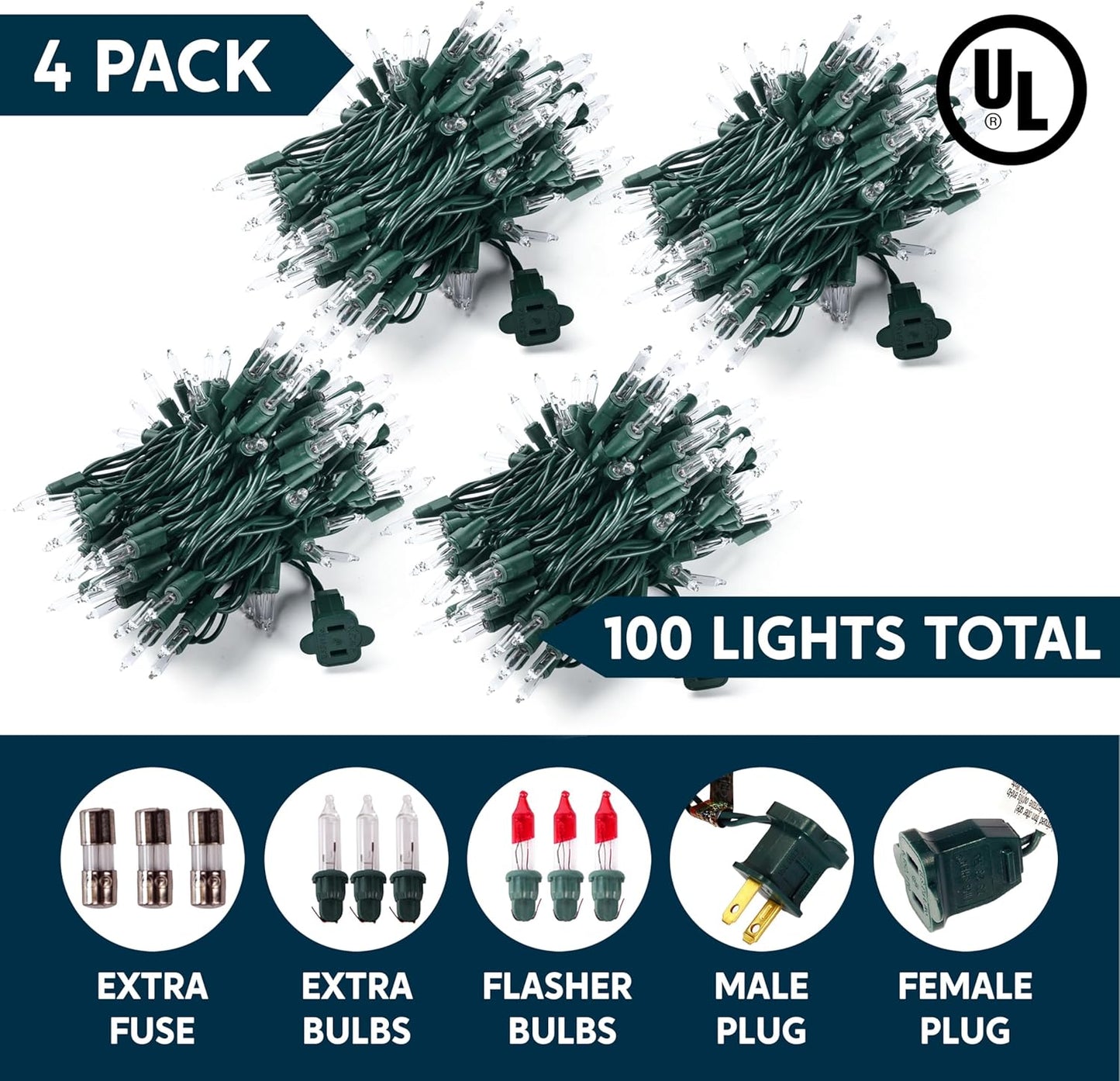Joiedomi Clear Christmas String Lights Indoor,400(4x100) Mini Warm White Fairy Light,85.6 FT Lighting Decor for Patio Dorm Classroom Bedroom Holiday Wedding Party Garland Birthday Festival,Green Wire