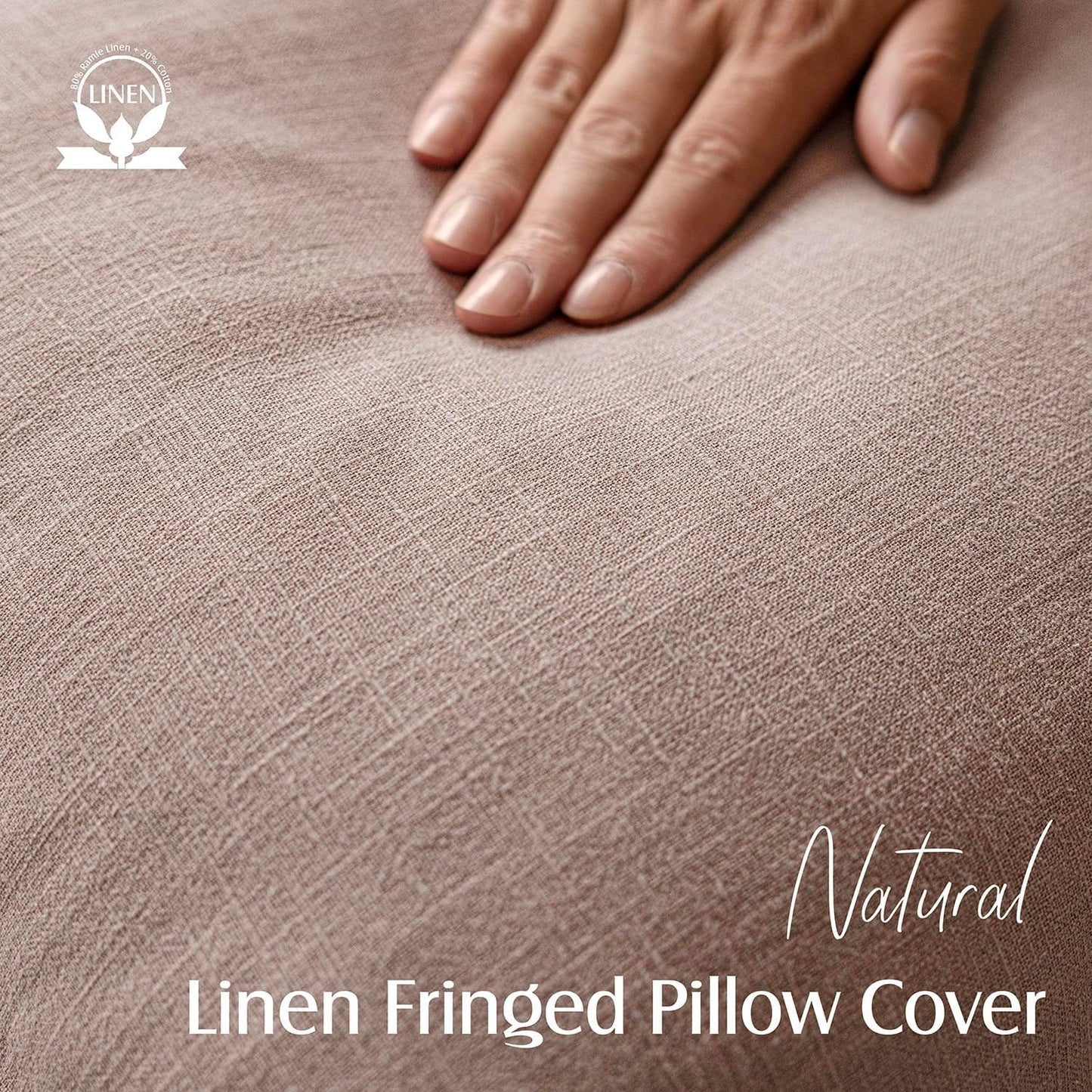 Foindtower Set of 2 Decorative Linen Fringe Throw Pillow Covers Boho Farmhouse Cushion Cover with Tassels Soft Accent Pillowcase for Couch Sofa Bed Living Room Home Decor,24×24 Inch,Dusty Pink