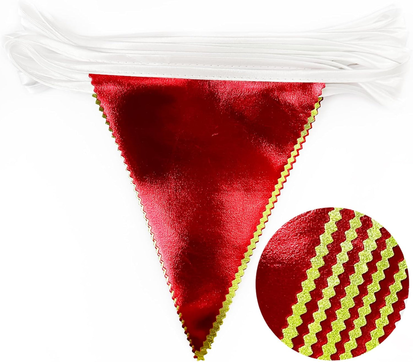 Red and Green Metallic Fabric Triangle Pennant Banner Flag Bunting Garland for Merry Grinchmas Birthday Baby Shower Bachelorette Xmas Holiday Christmas Holiday New Year Party Decorations Supplies