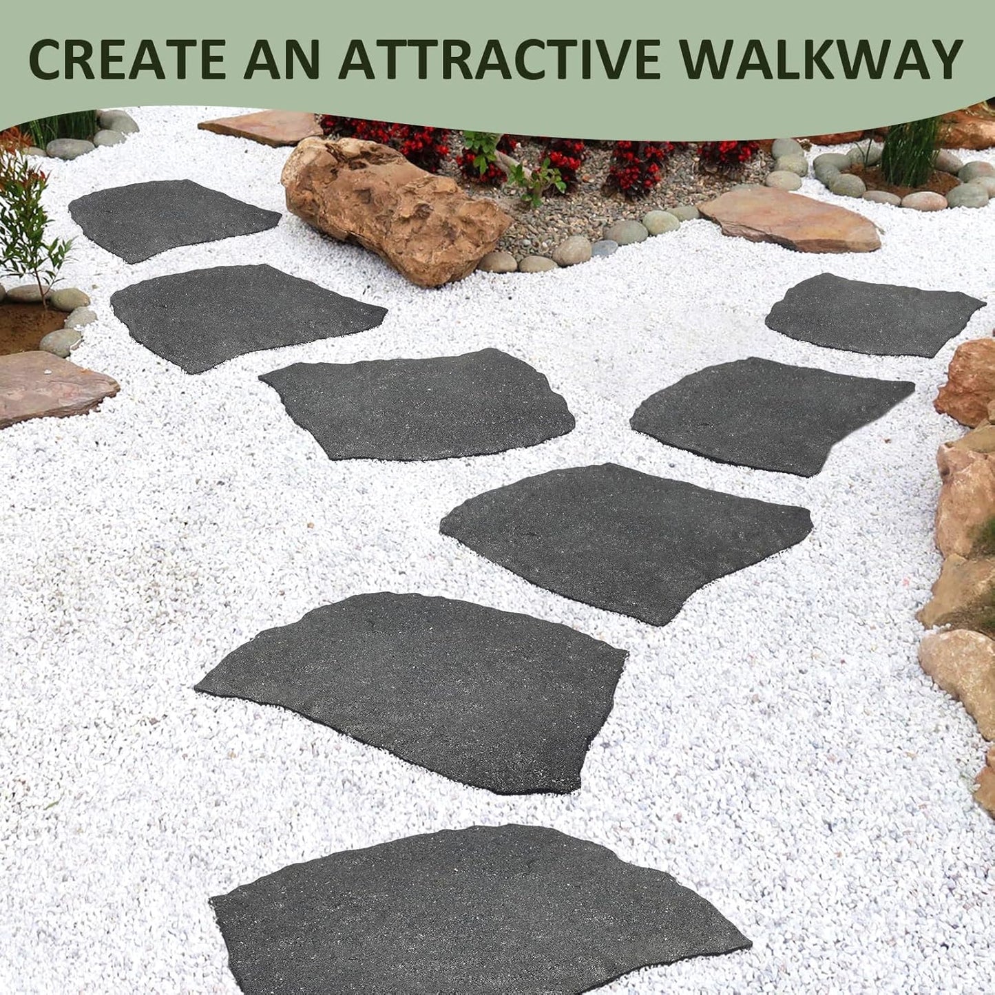 3 Pack Rubber Stepping Stones Outdoor Garden Rubber Pavers Pathway Walkway Paving Stones