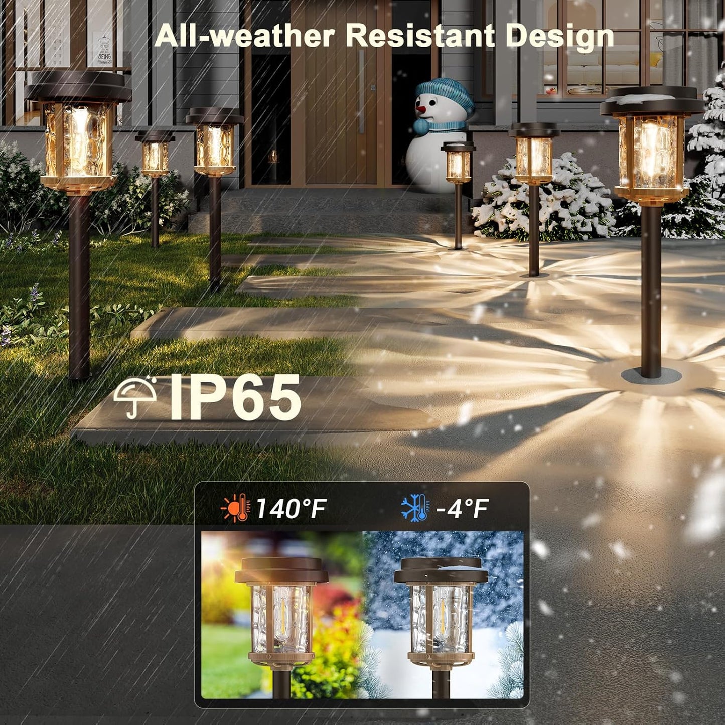 XMCOSY+ Solar Pathway Lights, Garden Solar Lights, 20 LM LED Glass Water Lens, IP65 Waterproof Solar Powered Light for Outside Driveway Walkway Landscape Backyard Sidewalk (‎Black & Brown)