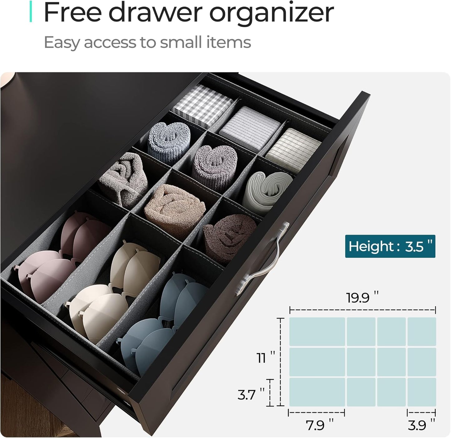 LINSY HOME Dresser for Bedroom, 5 Drawer Dresser with Metal Handles, Tall Chest of Drawers for Living Room, Entryway and Hallway, Black