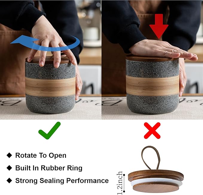 Spice Jars with Airtight Lid, Coffee Container Canister Kitchen Food Storage Jars for Spice Sugar Tea Bag, Stackable Decorative Jars for Countertop, Grey & 37oz