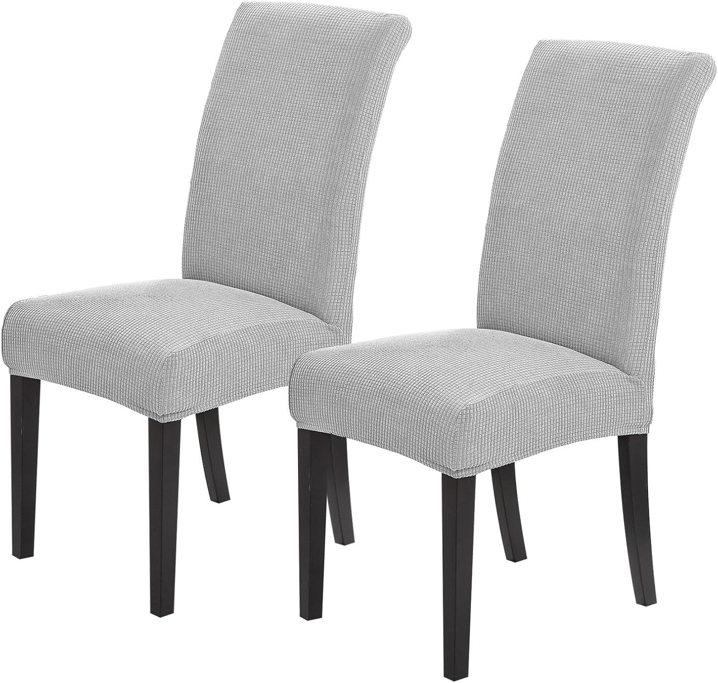 Joccun Chair Covers for Dining Room Set of 2,Dining Chair Slipcovers Stretch Dining Room Chair Covers Seat Protector,Washable Parsons Chair Cover for Home,Hotel,Banquet(Silver,2 Pack)