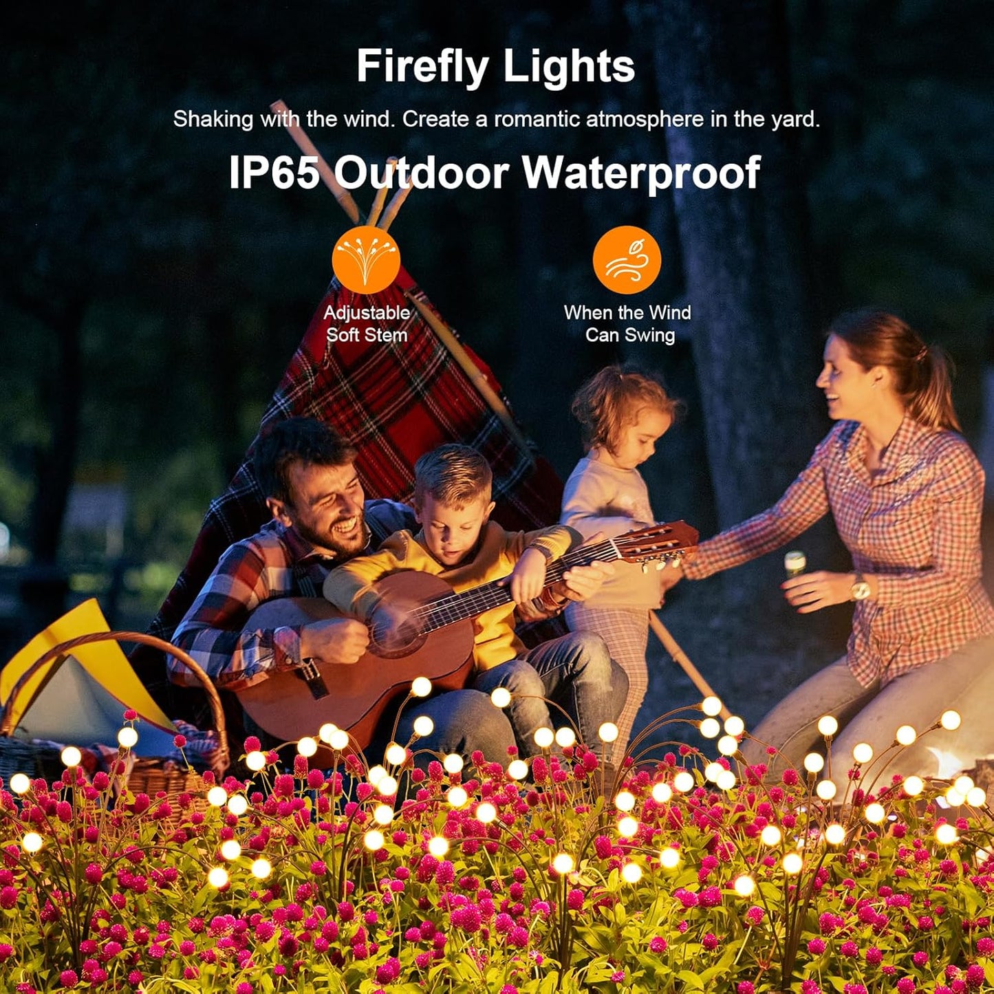 ASMAD Solar Lights Outdoor(6-Pack, 48 LEDs), Solar Garden Lights, Outdoor Decorations, Firefly Light for Patio Decor, Big Bulb, Unique Gifts for Women, Gifts for Grandma