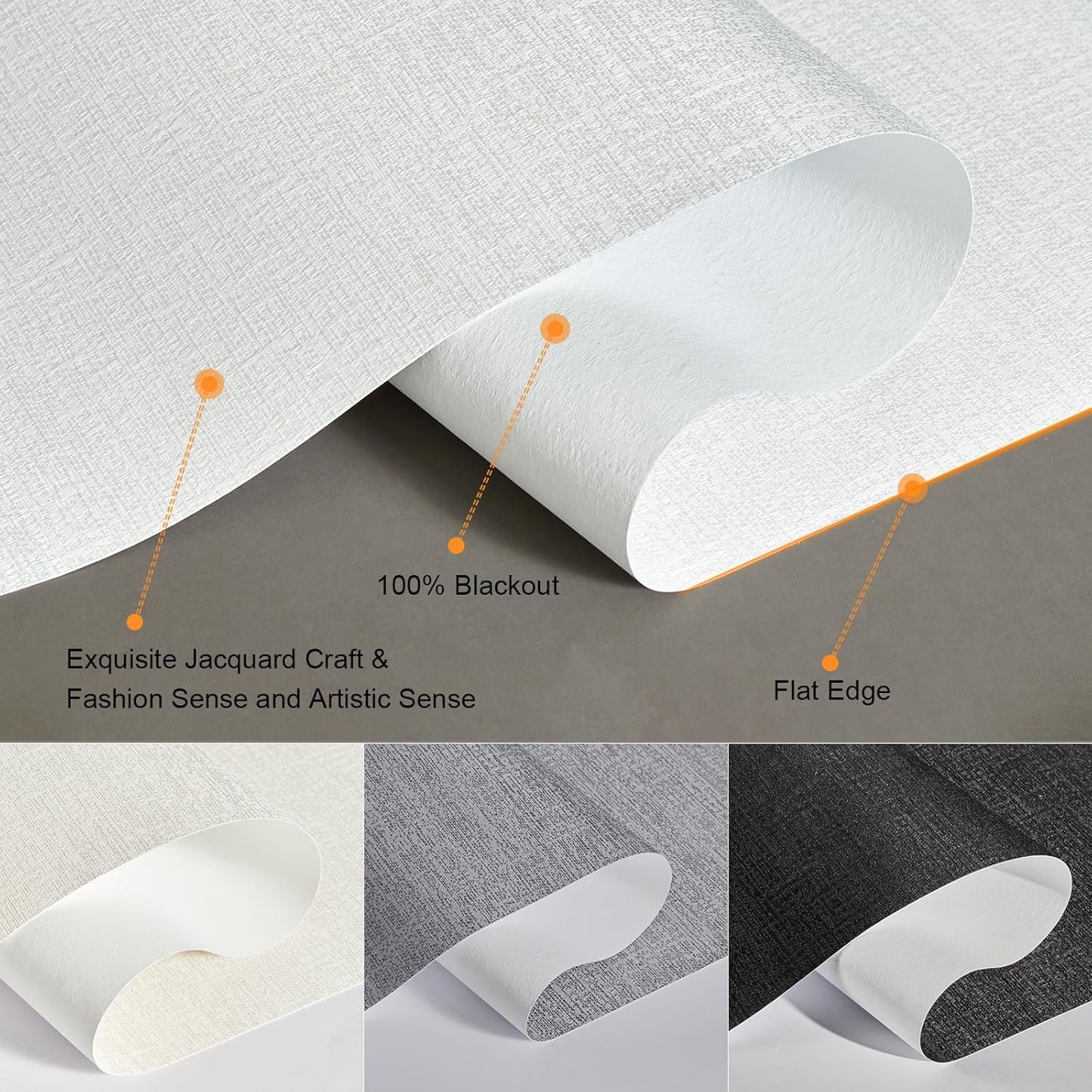 Persilux Blackout Roller Shades & Blinds Windows Shades Free-Stop Blackout Blinds with Jacquard Fabric,Cordless Blinds Pull Down Shades for Home, Easy to Install for Door/Office, White(90" W x 84" H)