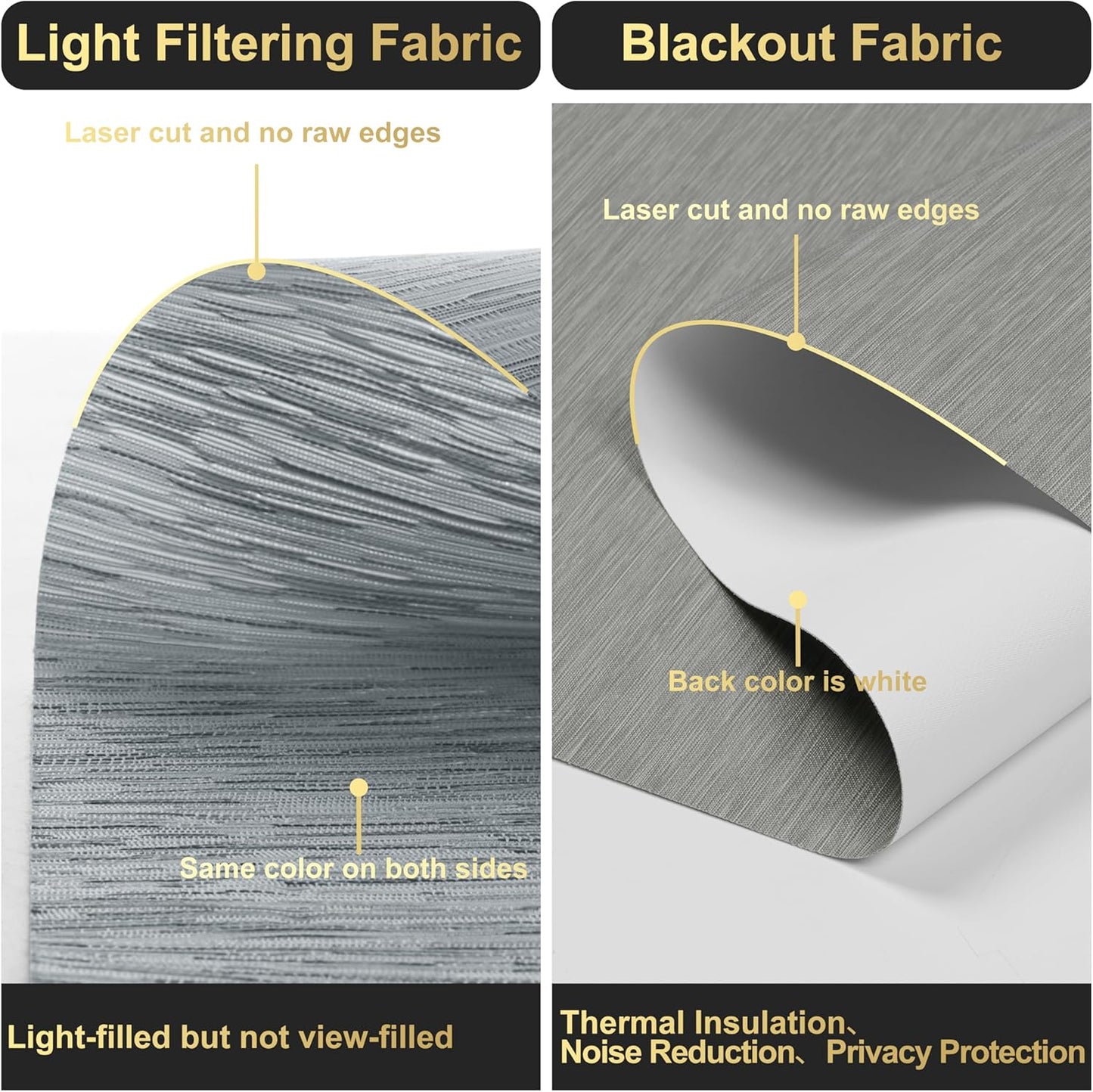 BERISSA Dual Roller Shades with Cassette Valance - Blackout and Light Filtering, Day and Night for Home, Office or Door. Striped Jacquard Grey, 30 W x 64" H