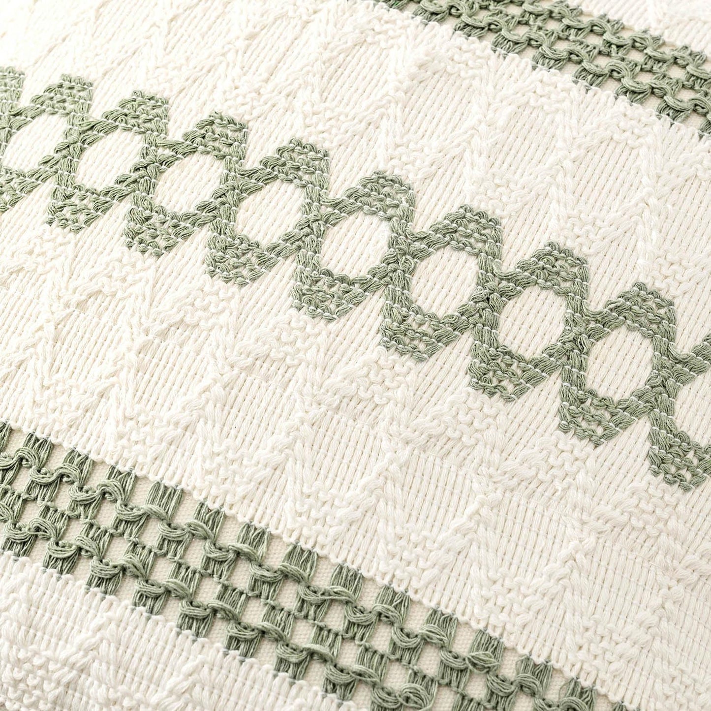 MIULEE Set of 2 Sage Green Boho Decorative Lumbar Pillow Covers 12x20 Inch Farmhouse Rustic Couch Throw Pillows Modern Summer Cushion Covers Retro Cute Macrame Woven Home Decor for Bed Sofa Chair