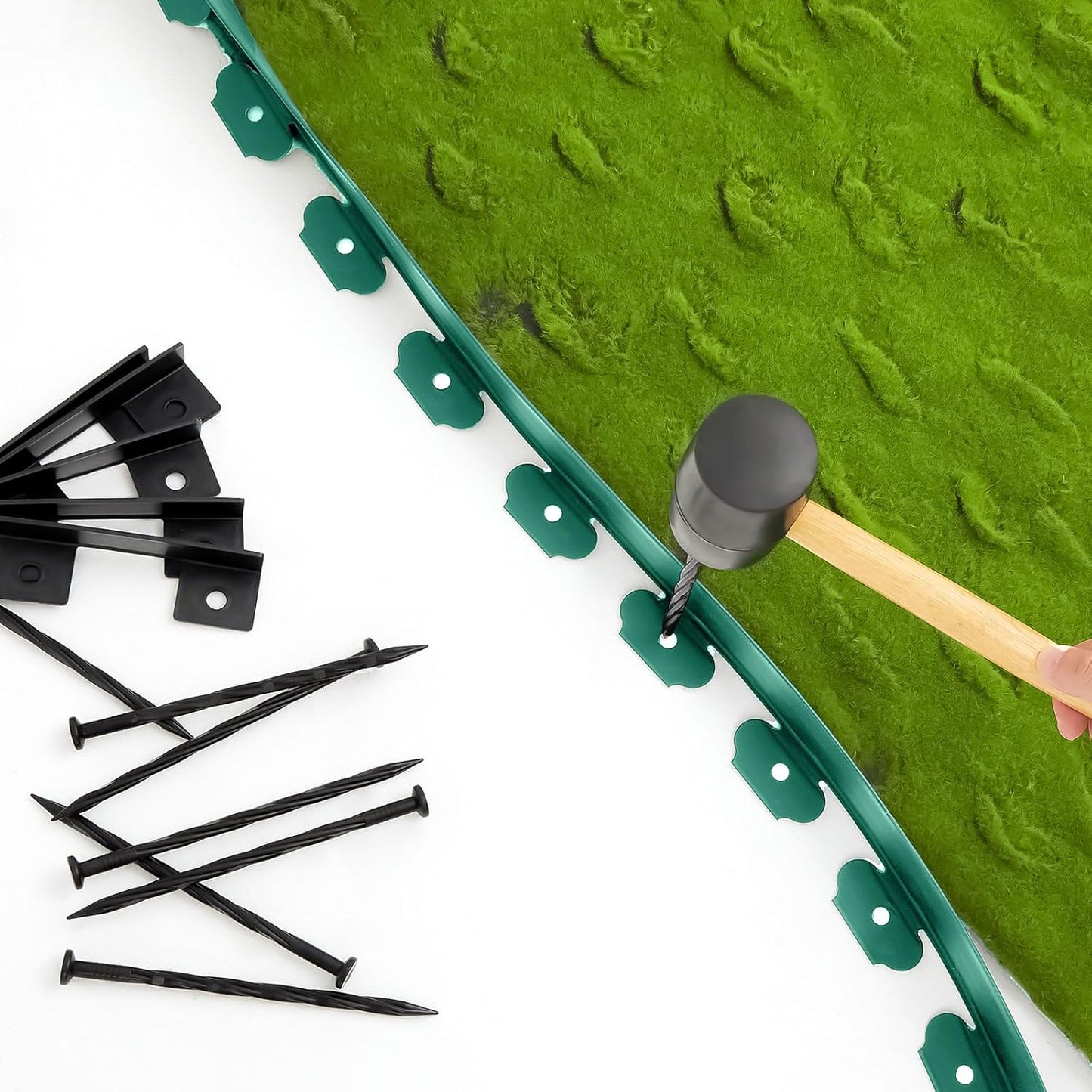 Sasylvia 1.5'' x 200' Landscape Edging Kit Edging Border Coil Include Anchoring Spikes 10 Connectors Plastic Garden Border for Lawn Garden Grass Yard Home(Green)