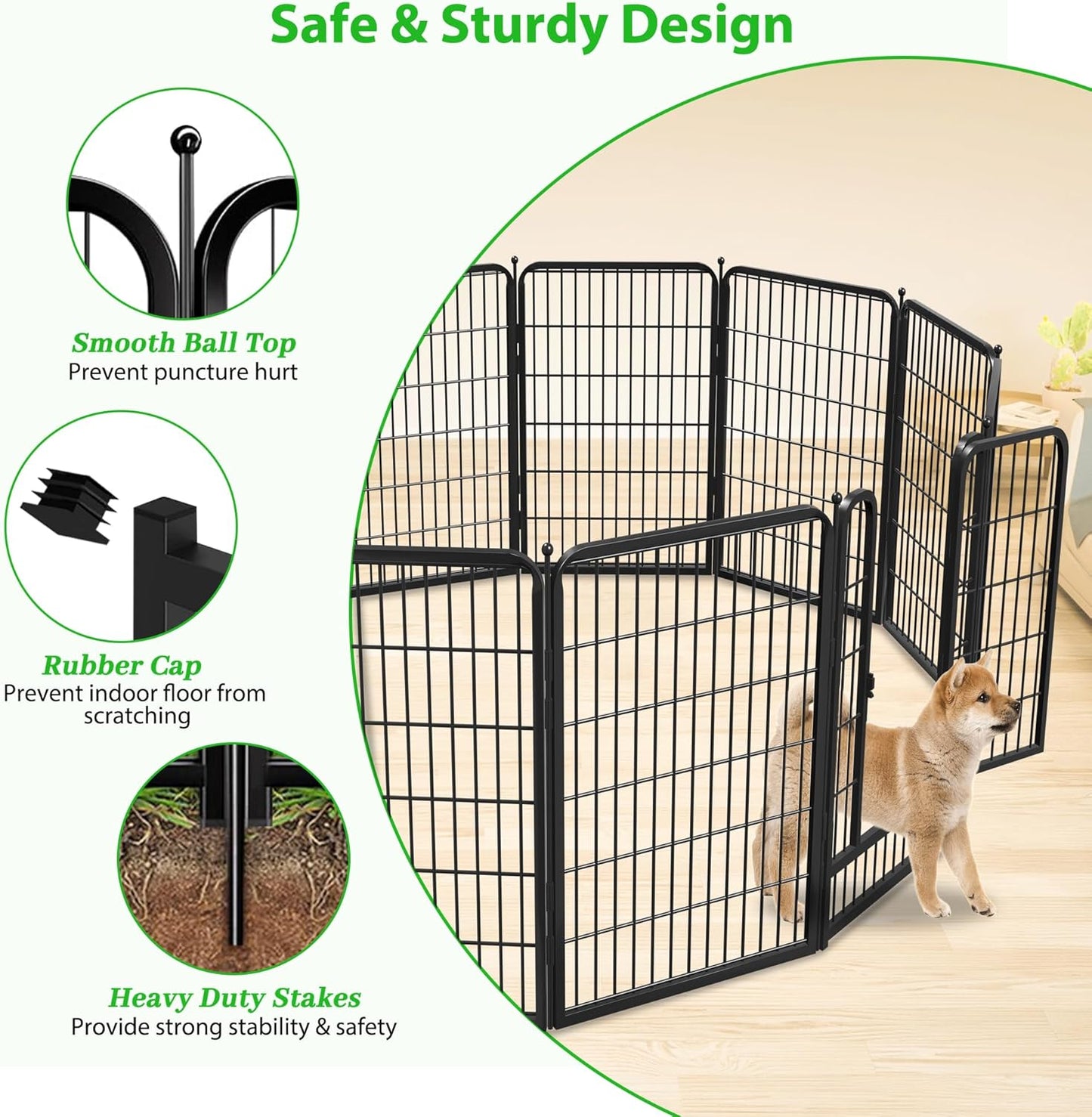 Decorative Black Metal Fencing Garden Fence with Gate, 72ft(L) 40in(H) 32 Fence Panels No Dig Fence Rustproof Animal Barrier Fence Temporary Dog Panels Fencing Outdoor