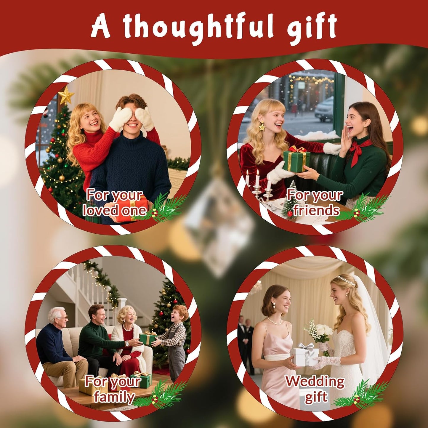 Custom Christmas Ornament Glass-Personalized Christmas Ornaments with Photo/Name/Date/Text,Wedding Christmas Birthday Baby Gifts (Color 4)