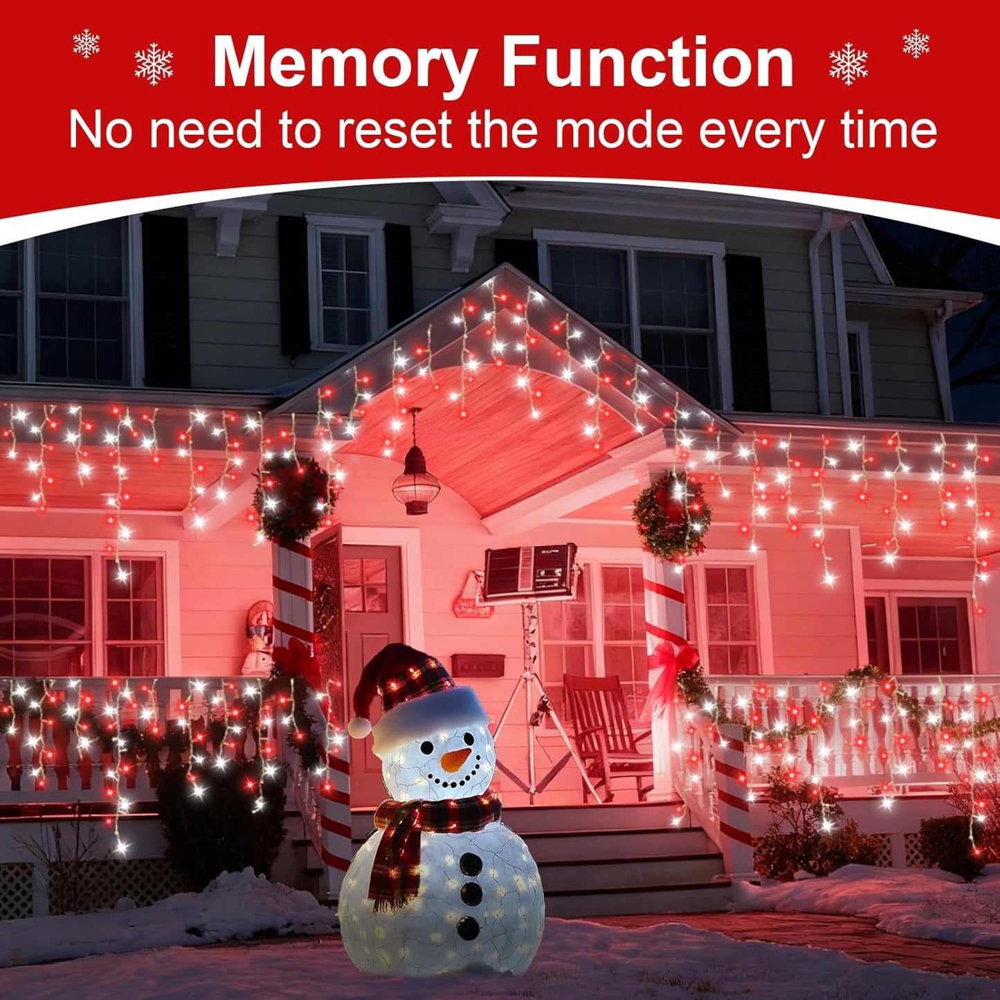 QITONG 400 LED Icicle Lights Red and White