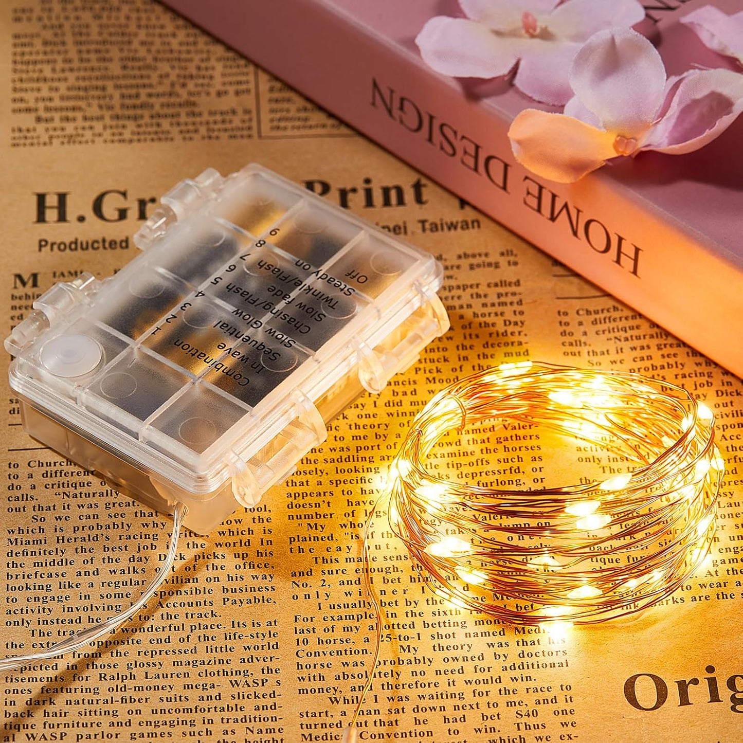 4 Pack 32.8 Ft. Battery Operated Outdoor String Lights with Remote & Timer, LED Warm White Fairy Lights, Waterproof Twinkle Lights for Bedroom, Dorm, Mason Jar, Wedding, Party, Christmas