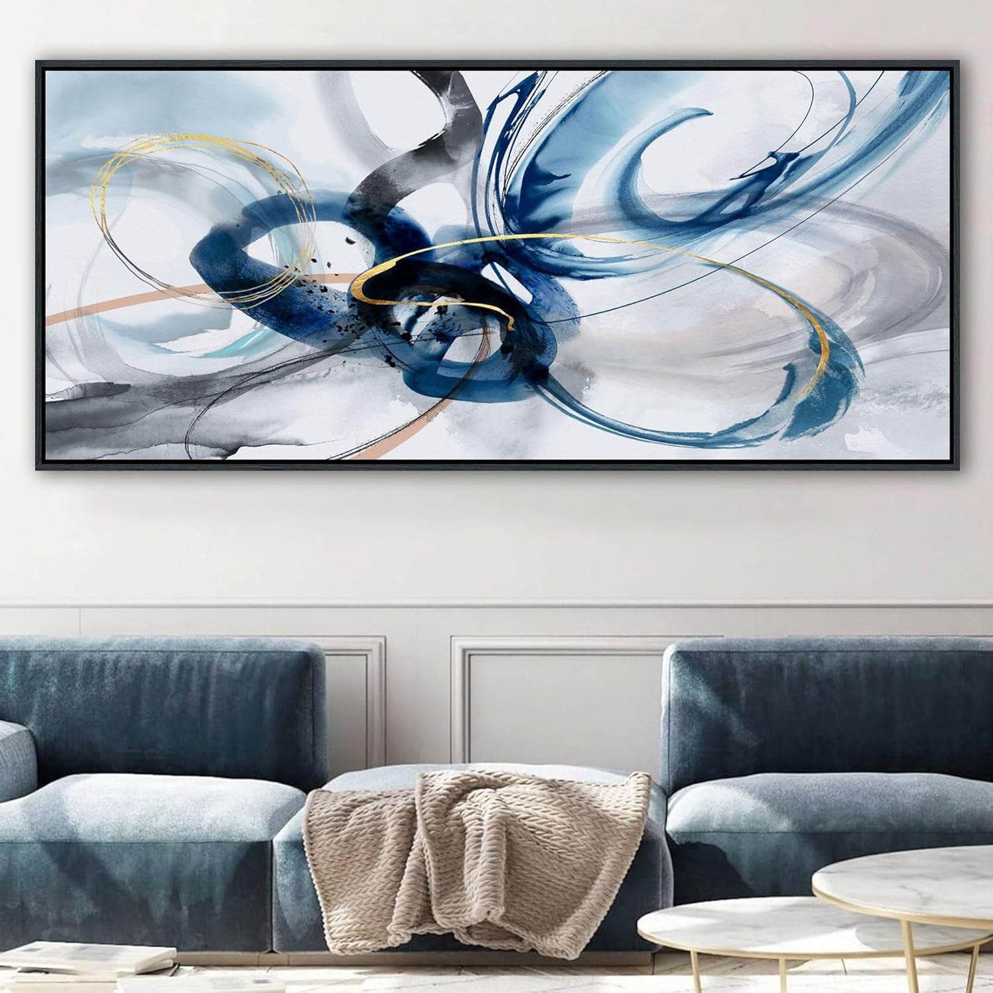 KLAKLA Abstract Wall Art 86x39 Inches - Huge Canvas Picture Wall Decor Living Room Oversized Artwork for Walls Bedroom Office Decoration Modern Frame Wall Art