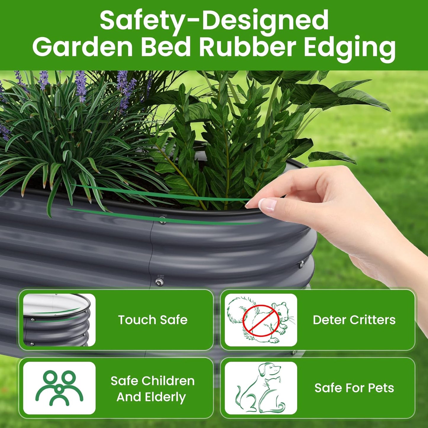 Oval Raised Garden Bed for Outdoors - 6.5X2X1.4 FT Galvanized Planter Raised Beds, Metal Planter Box for Vegetables,Flowers, Herbs, and Succulents(Deep Gery)