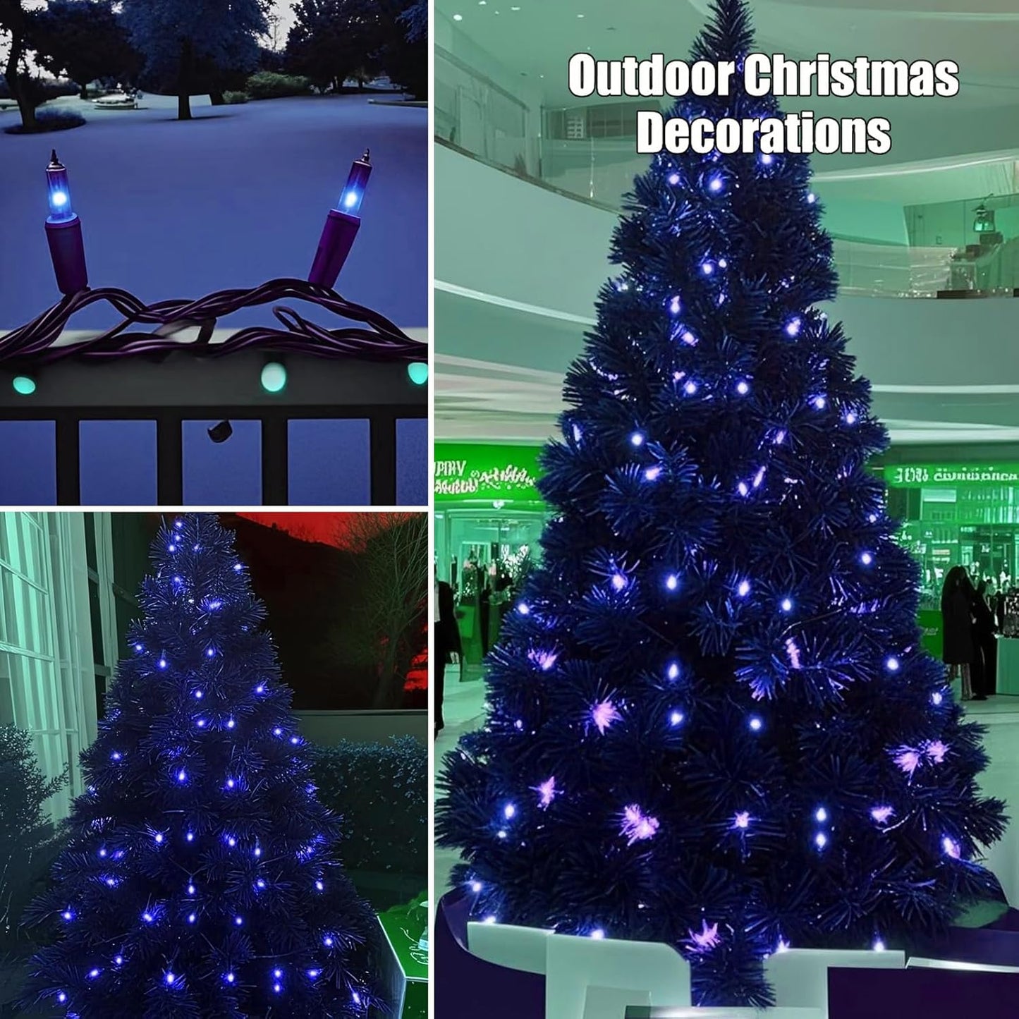 HISHINY Christmas Lights 100 Count Blue Christmas Tree String Lights with Green Wire for Outdoor Indoor Christmas Decorations Wedding Decorations Valentines Day Decor,UL Certified (21feet)