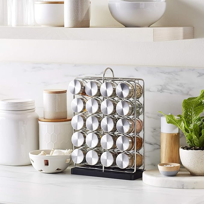 Amazon Basics 20 Jars Spice Organizer Rack, Silver