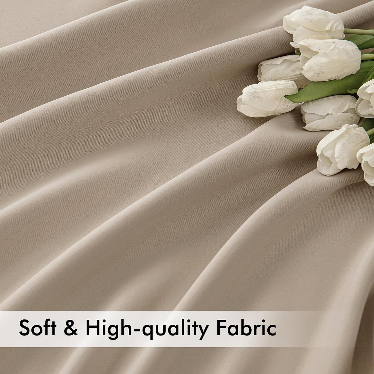 MIULEE Taupe Back Tab Blackout Curtains 102 Inch Long 2 Panels Set for Bedroom, Rod Pocket/Pinch Pleated Thermal Insulated Living Room Darkening Light Blocking Floor to Ceiling Drapes