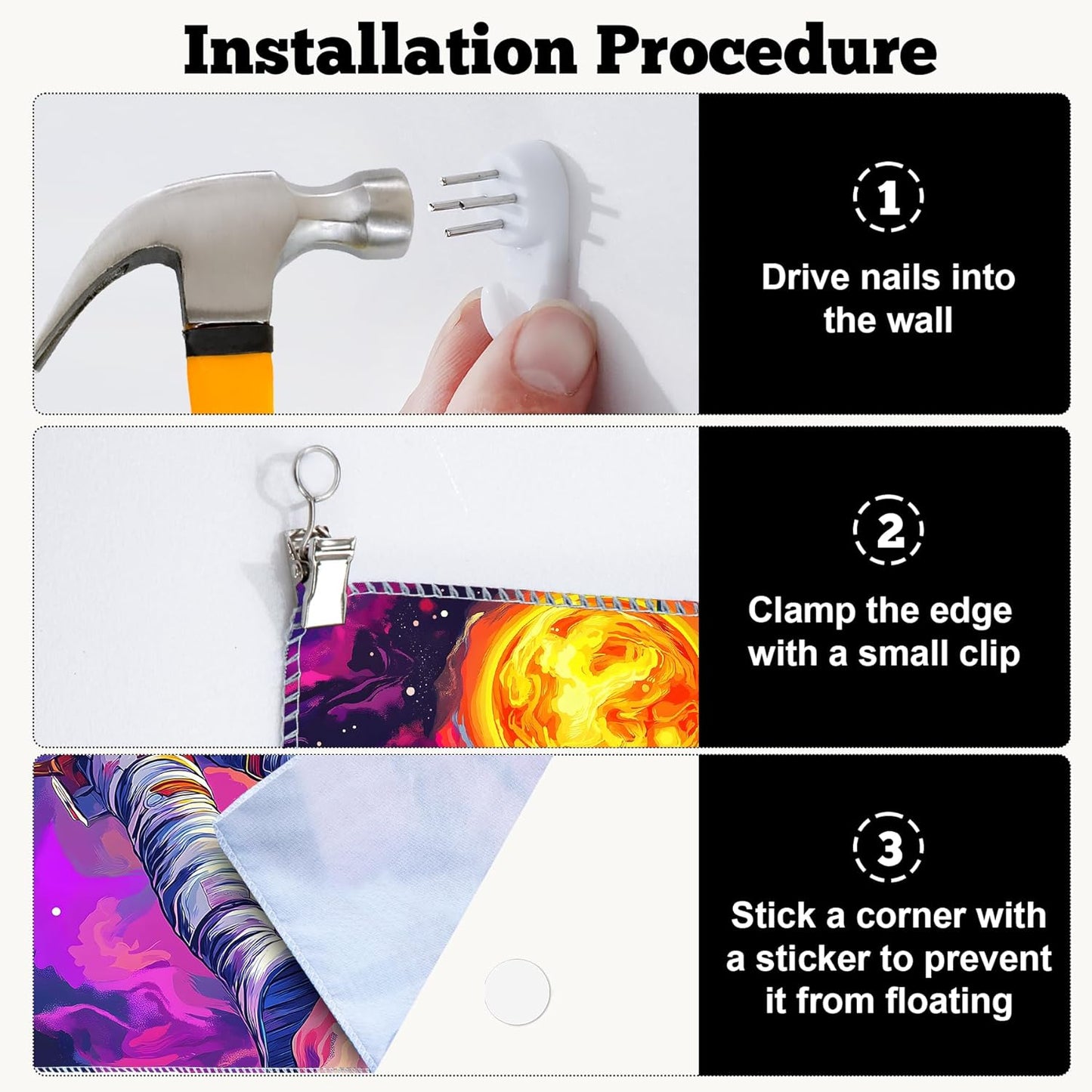 BVBOX Astronaut Space Blacklight Tapestry 79"x59", UV Reactive Floating Astronaut Universe Galaxy Planet Glow in Dark Tapestries, Black Light Neon Upright Poster Wall Hanging Backdrop Decor for Bedroom Living Room