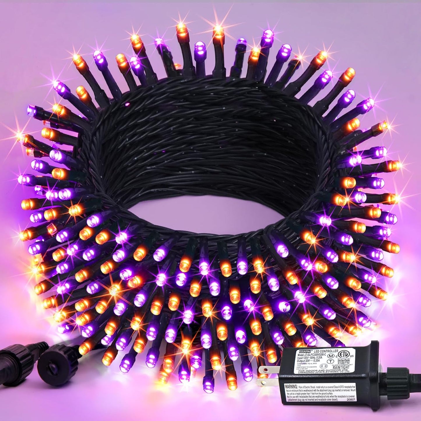 JMEXSUSS 200 LED Orange and Purple Halloween Lights, 66ft Connectable Halloween Lights Outdoor Waterproof, 8 Modes Plug in String Light for Tree Yard Garden Indoor Outdoor Decor