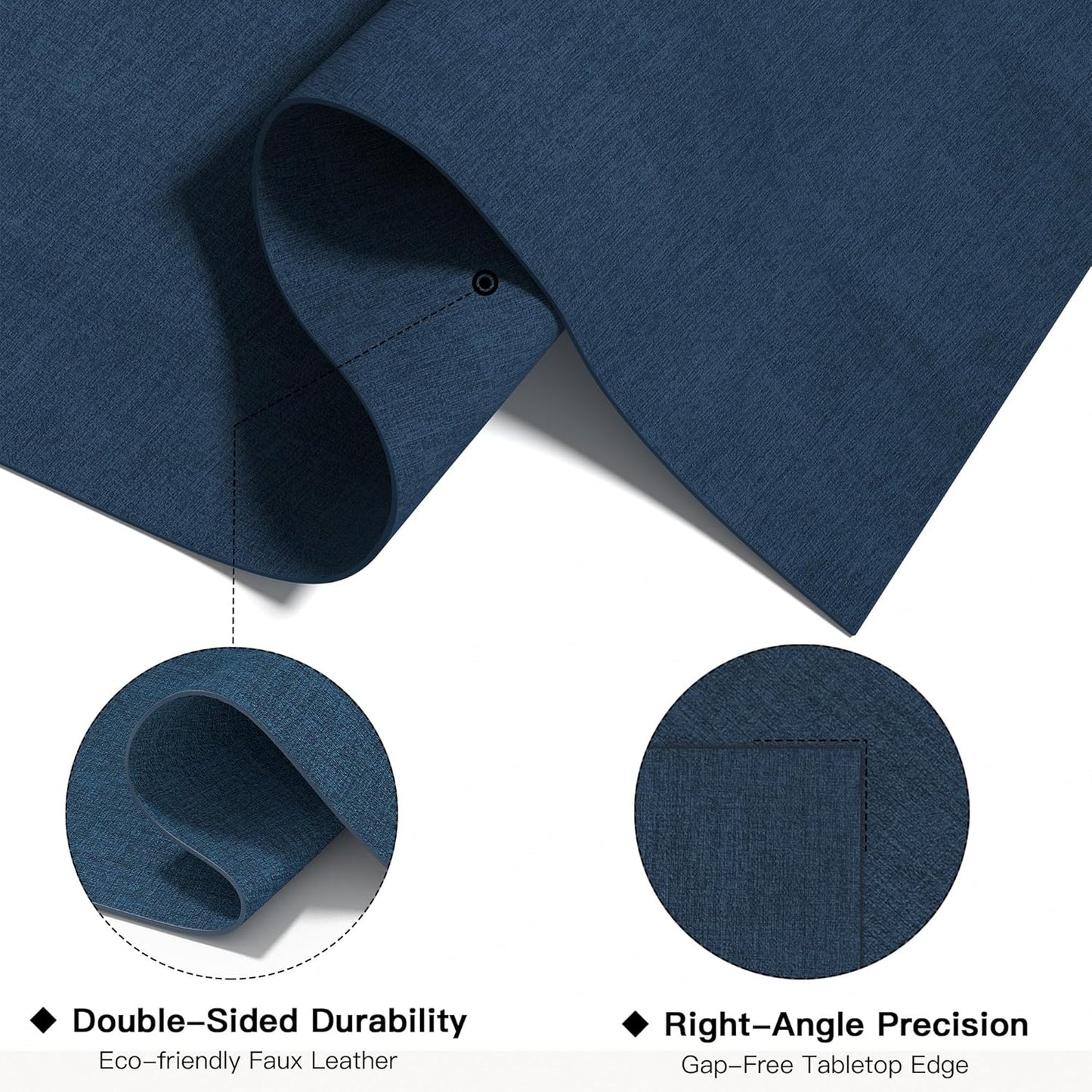DOLOPL Placemats Set of 4, Reversible Wipeable & Heat Resistant Place Mats, Modern Faux Leather Table Mats for Kitchen, Neutral Waterproof Tablemats for Dining Table Decor, Wedding, Party(Navy Blue)