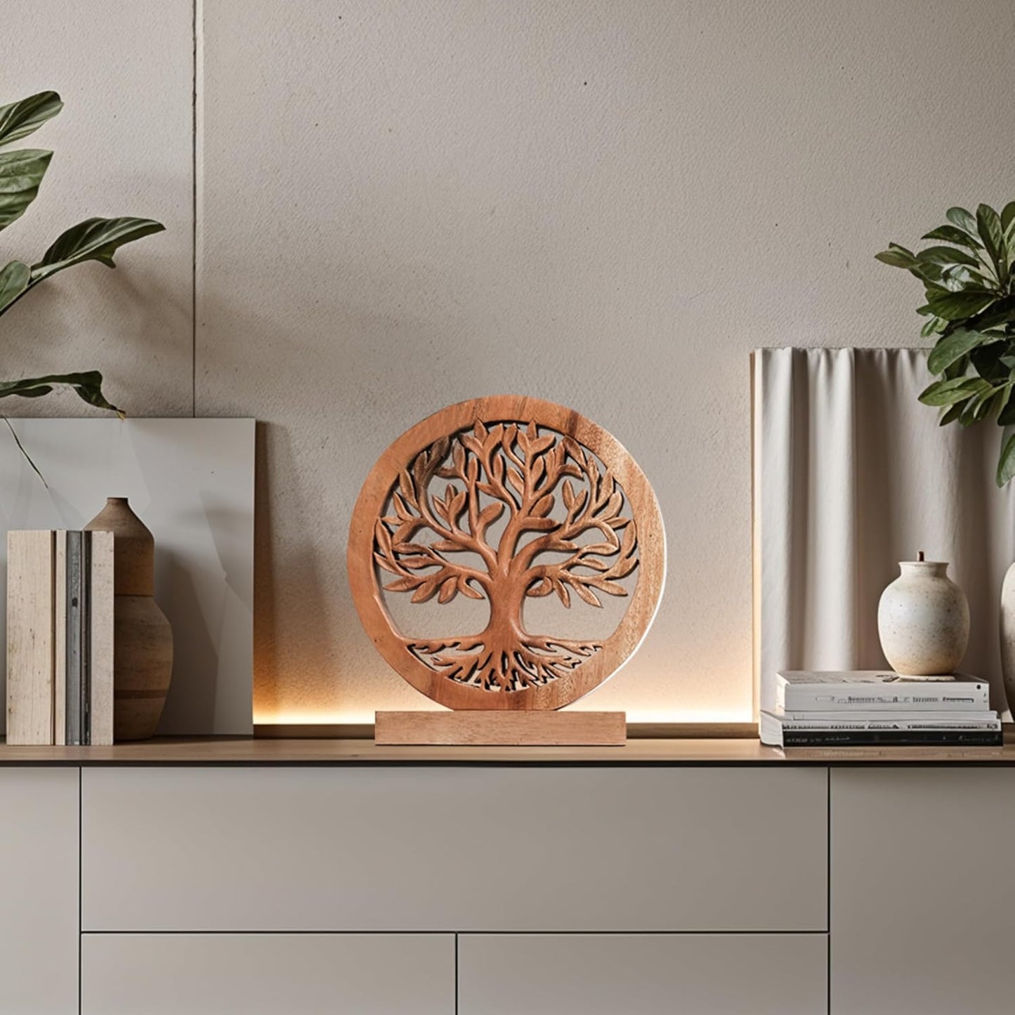 Decozen Solid Wood Tree of Life Sculpture - Home Decor, Living Room, Boho, Shelf, Coffee Table, Centerpiece Table Decorations, Mantle, Dining Table Centerpiece, Bathroom Shelf, Entryway, Farmhouse