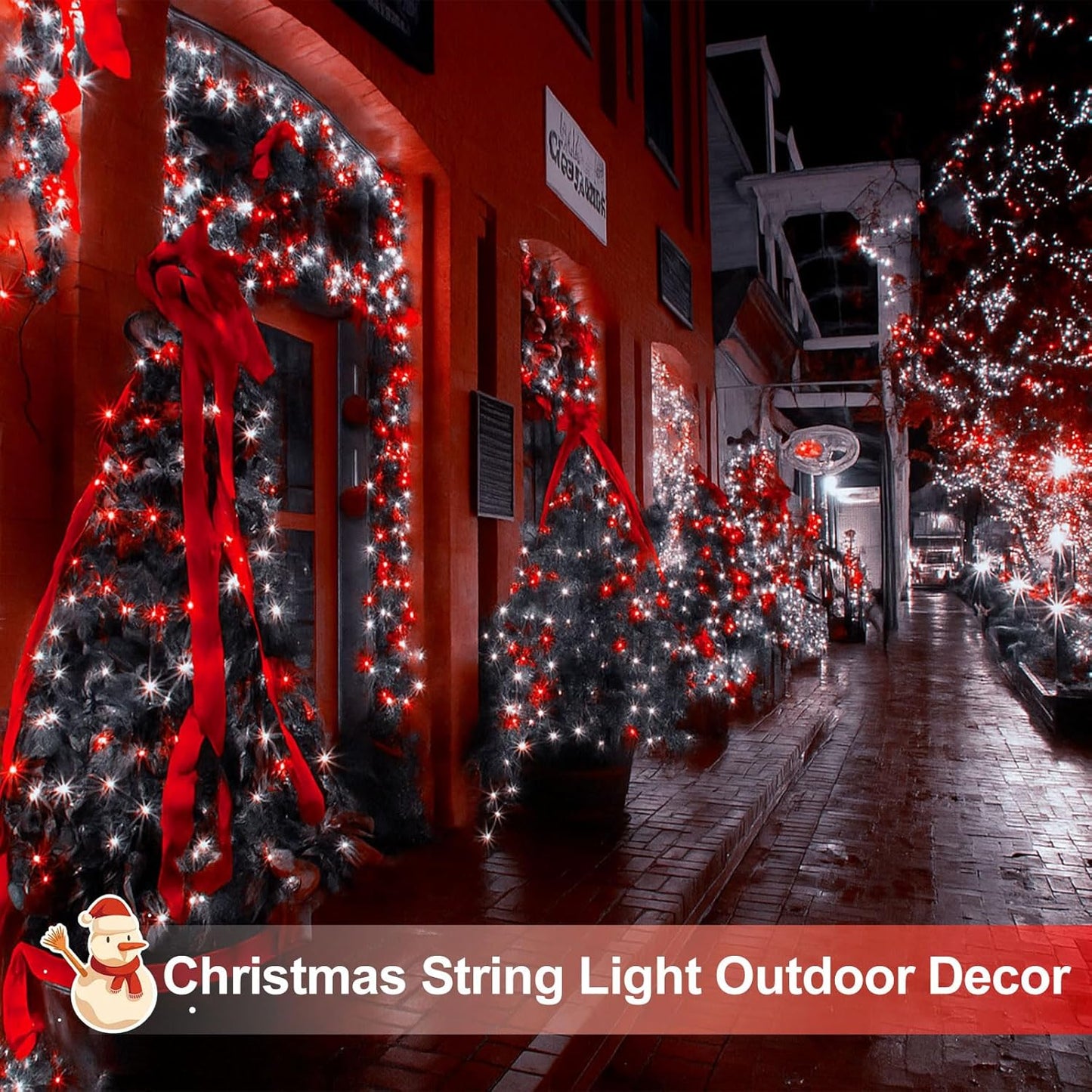 Extra-Long 144FT Solar String Lights for Outside, 2 Pack 400LED Solar Fairy Lights Outdoor, Waterproof Copper Wire with 8 Modes Twinkle Lights for Tree Garden Party Xmas Wedding Decor (Red and White)