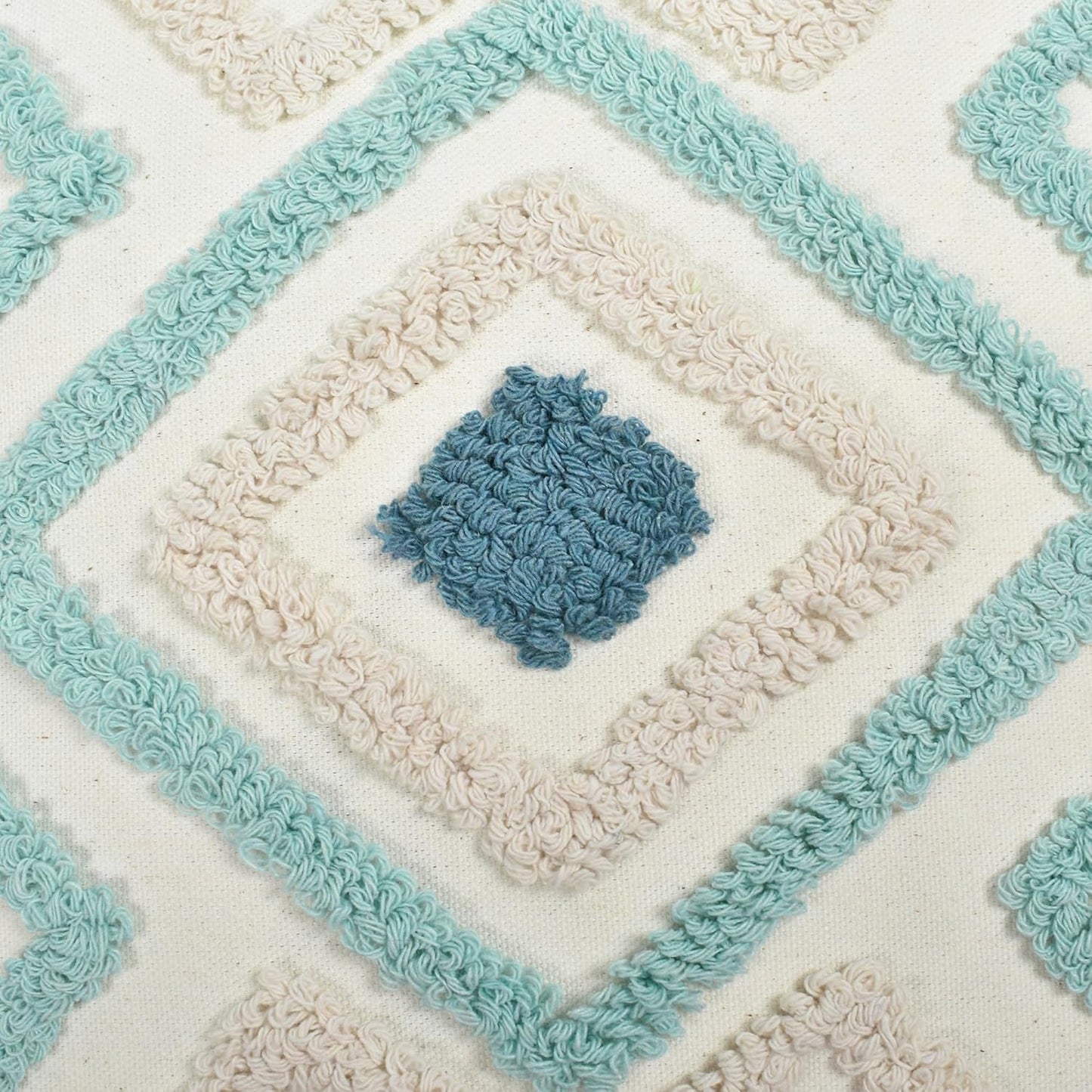 Boho Pillow Covers 18X18 Inch Boho Tufted Throw Pillow Covers Decorative Tassels Cushion Cover Farmhouse Pillow Case for Couch Sofa Bed Living Room Bedroom, Teal