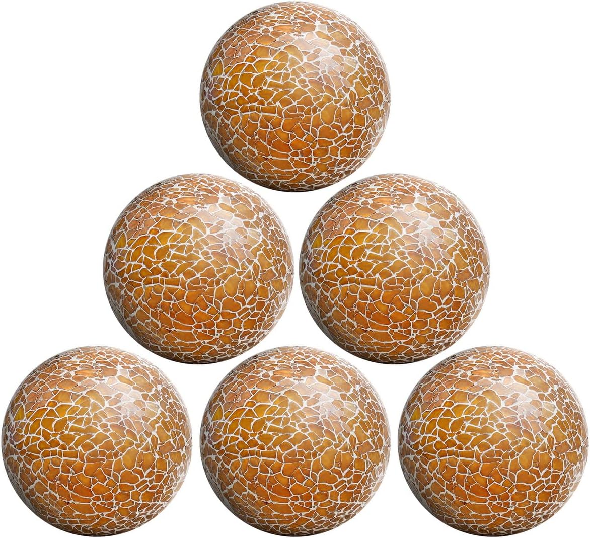 6 PCS 2.5inch Glass Decoration Gradients Solid Round Orbs Set Mosaic Sphere Balls for Living Room Table Bowls Vases Christmas Wedding Thanksgiving Party Centerpieces