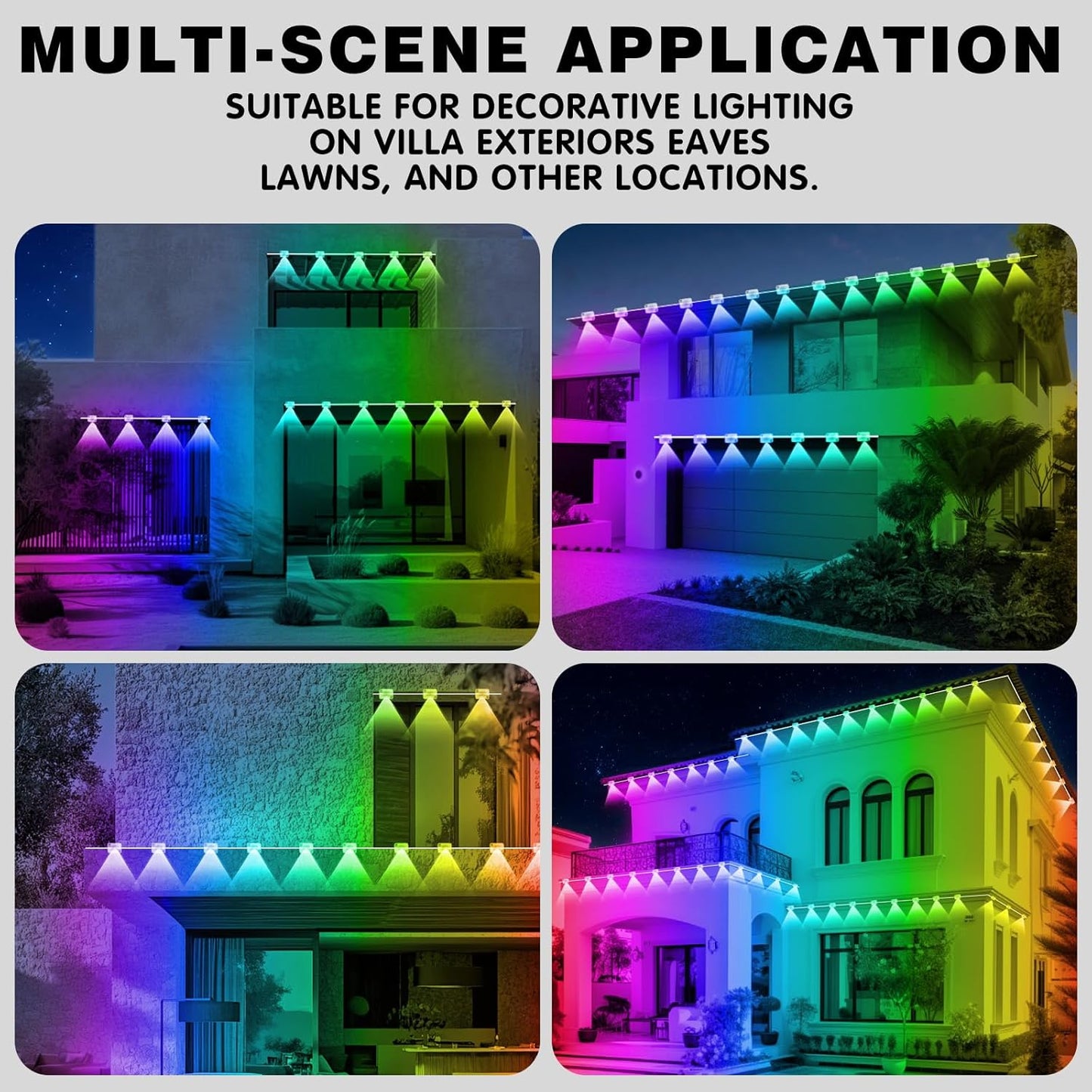 500FT Permanent Outdoor Lights Waterproof with Smart App Control Remote,DIY Scene Modes,Music Sync hronization,Eaves Lights for Garden Decor,Deck,Christmas