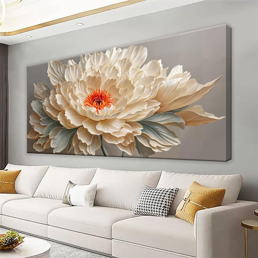 QSQ Large Wall Art For Living Room Yellow Floral Wall Art Decor Modern Canvas Art Wall Decor 29" X 58" Painting White Flower Wall Art For Bedroom Apartment Office Dining Room Home Wall Decoration