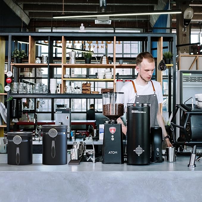 Coffee canister for ground coffee with Scoop Date Tracker One Way Co2 Valve 304 Stainless Steel Kitchen Food Airtight storage container for Coffee Beans,Grounds,Tea,Sugar (Silver, 22oz)