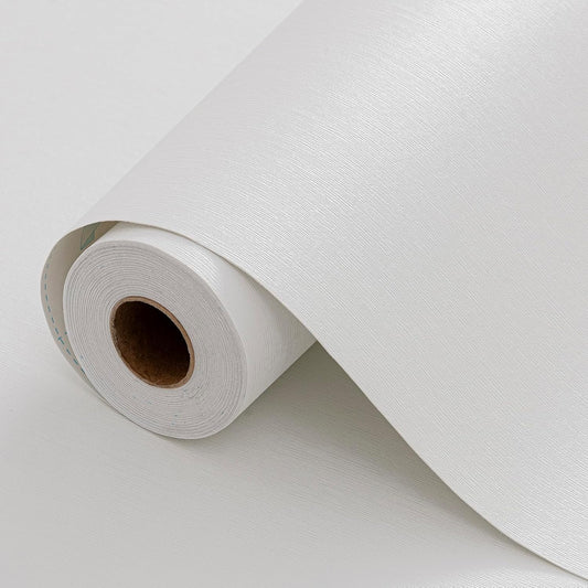 Grasscloth White Peel and Stick Wallpaper 20.8"x394" Thick Slight Embossed Linen Textured Wall Paper Self-Adhesive Removable Wallpaper Vinyl Film Roll for Home Use (White, 20.8"x394")
