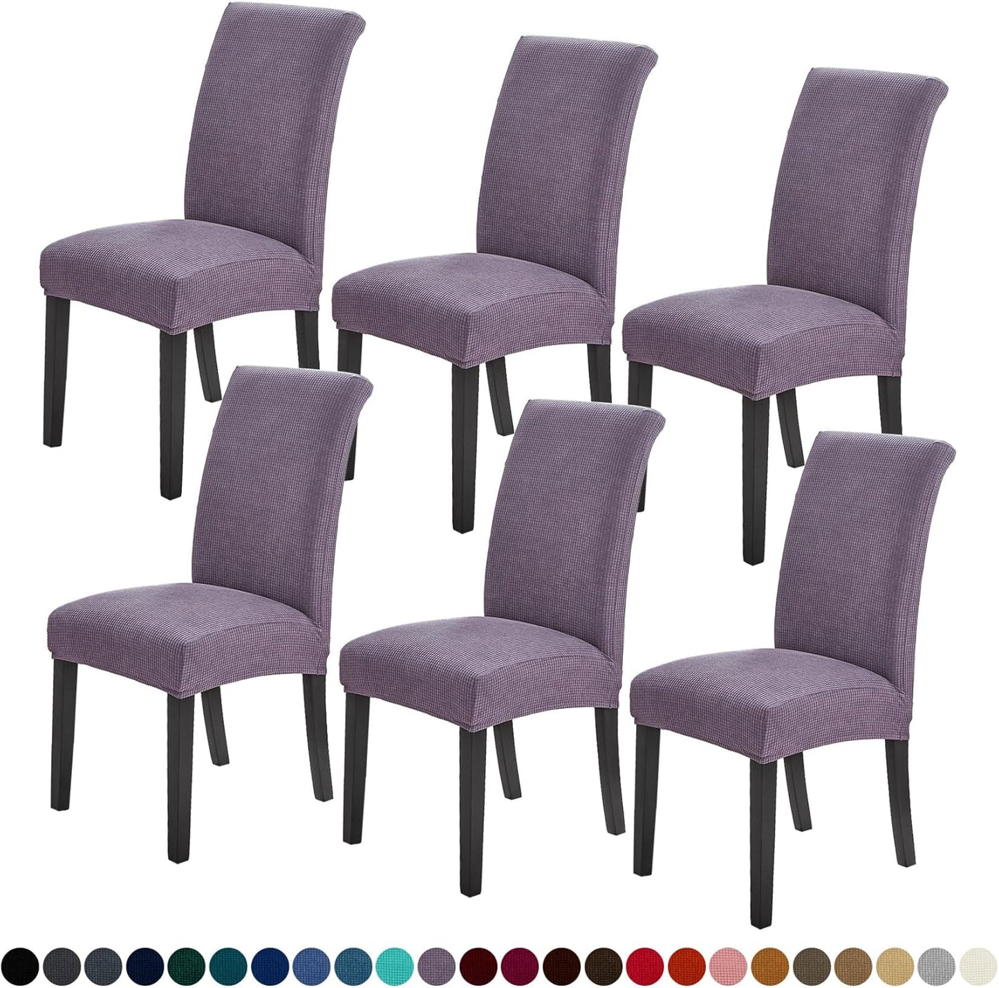 Joccun Chair Covers for Dining Room Set of 6,Dining Chair Slipcovers Stretch Dining Room Chair Covers Seat Protector,Washable Parsons Chair Cover for Home,Banquet(Grapeade,6 Pack)