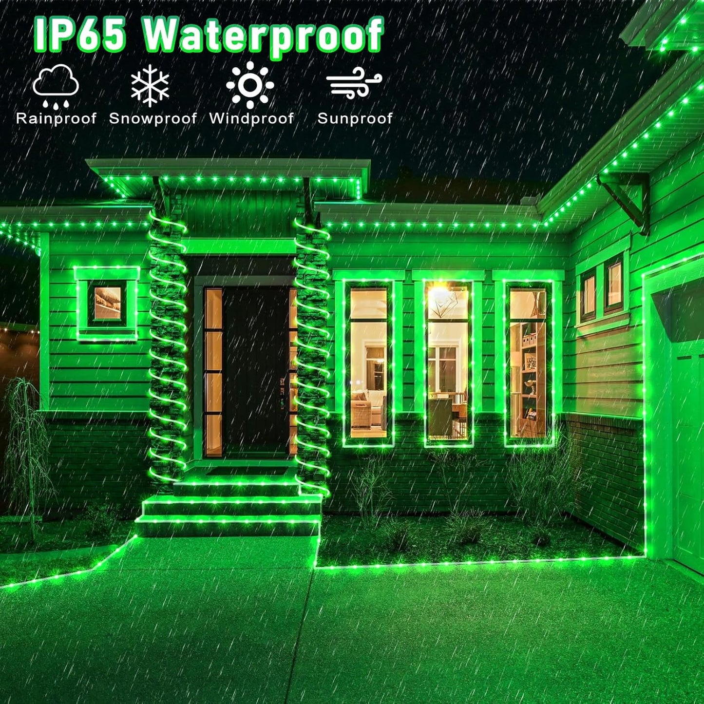 100FT 300 LED Rope Lights Outdoor, Plug in Christmas Rope Lights for Indoor with 8 Modes, Waterproof Connectable String Lights for Outside Patio, Deck, Garden, Pool, Stair, Camping Lighting - Green