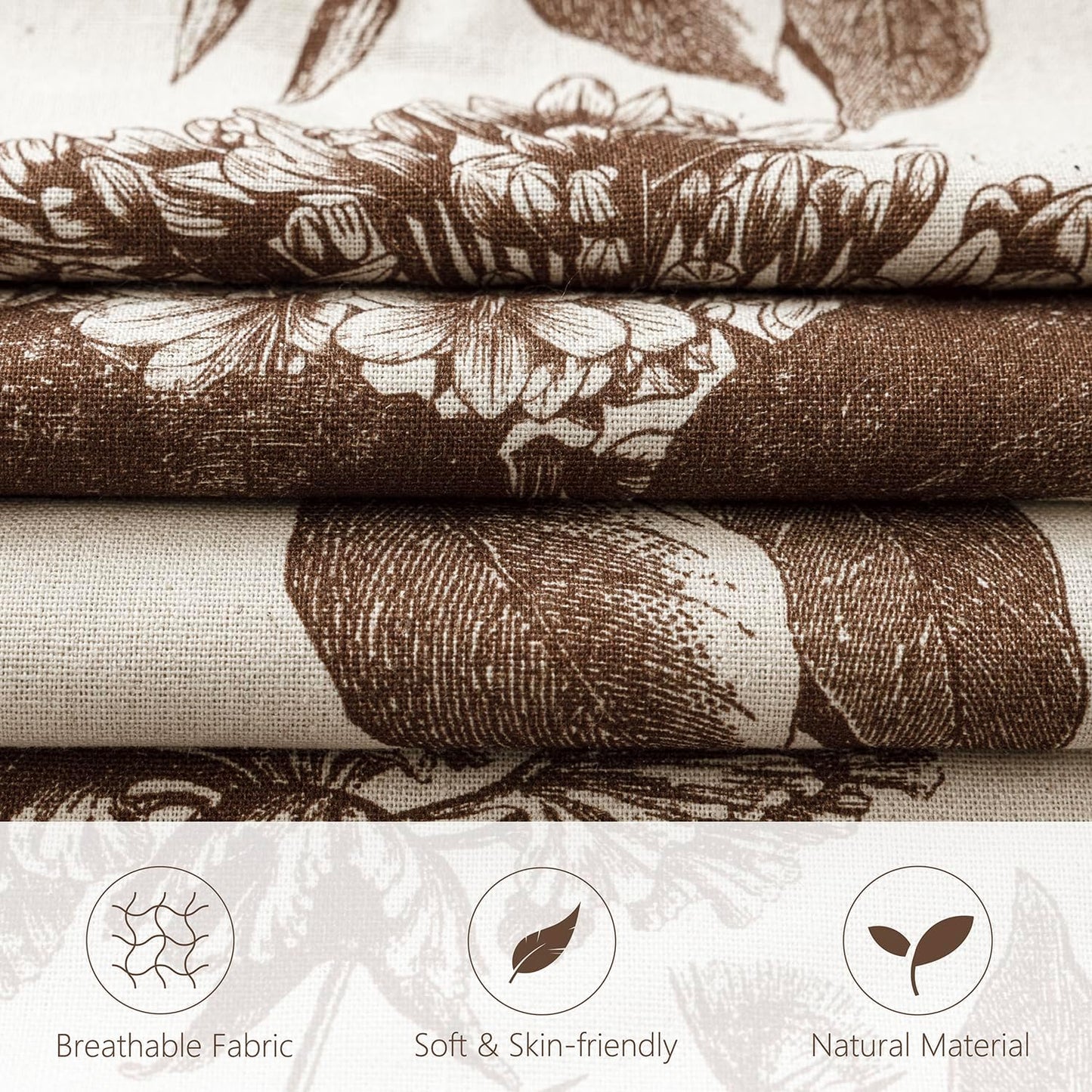 Foindtower Set of 2 Linen Floral Throw Pillow Covers Neutral Vintage Print Decorative Cushion Covers Farmhouse Boho Home Decor for Sofa Chair Couch Bedroom Living Room Outdoor,18×18 Inch,Dark Brown