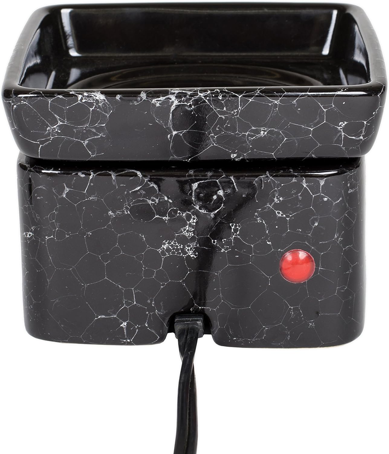 Black Ceramic Stoneware Electric 2-in-1 Tart Wax Oil Candle Warmer (1, Black Marble)