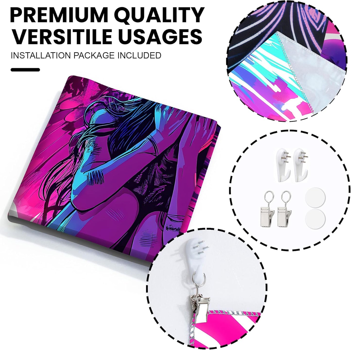 Blacklight Tapestry,WingTapestry Glow In The Dark,UV Reactive Black Light Upright Posters Wall Hanging for Bedroom Dorm Living Room Backdrop Decor (wing5, 59L" x 51W")