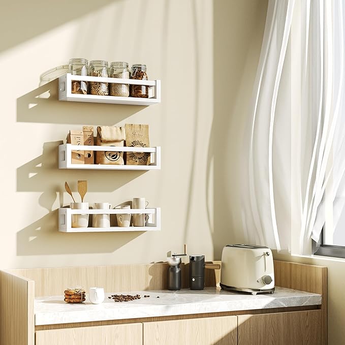 Upgraded Thick Floating Shelves - Multi-Use Wall-Mounted Bookshelves for Kids and Nursery, Ideal for Books, Toys, Spice Rack, Decor - White