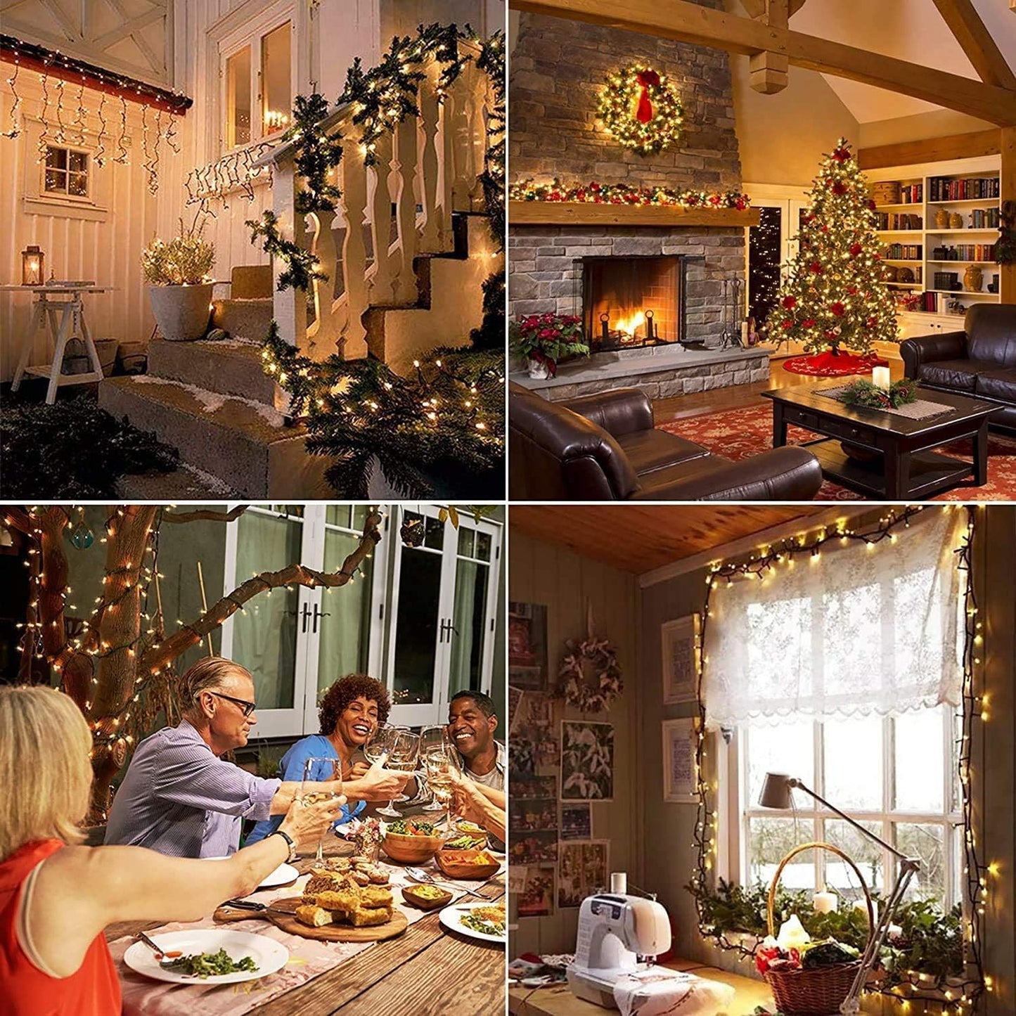 JMEXSUSS 300 LED Warm White Christmas Lights Outdoor Waterproof, 8 Modes Green Wire Christmas Tree Lights Plug in, Twinkle Fairy String Lights for Indoor Xmas Wedding Party Garden