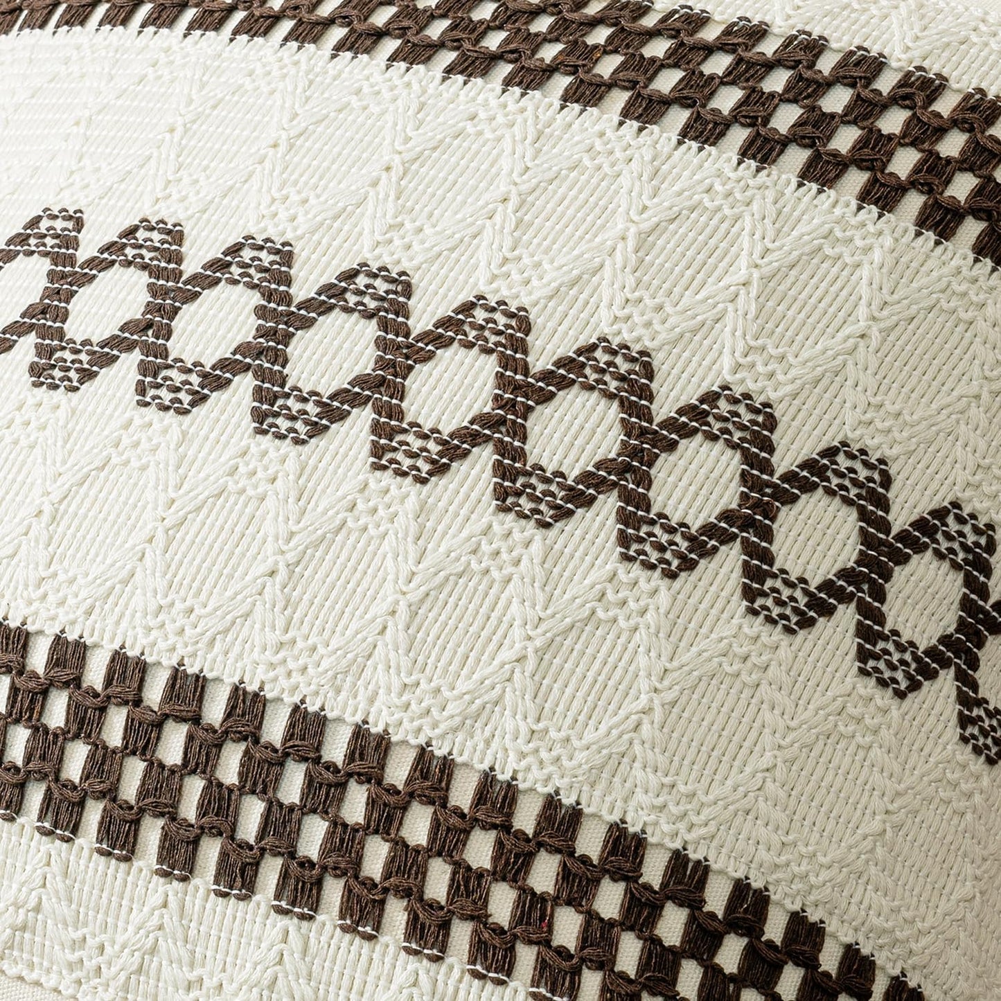 MIULEE Set of 2 Dark Brown Boho Decorative Pillow Covers 18x18 Inch Farmhouse Rustic Couch Throw Pillows Modern Spring Cotton Cushion Covers Retro Cute Macrame Woven Home Decor for Bed Sofa Chair