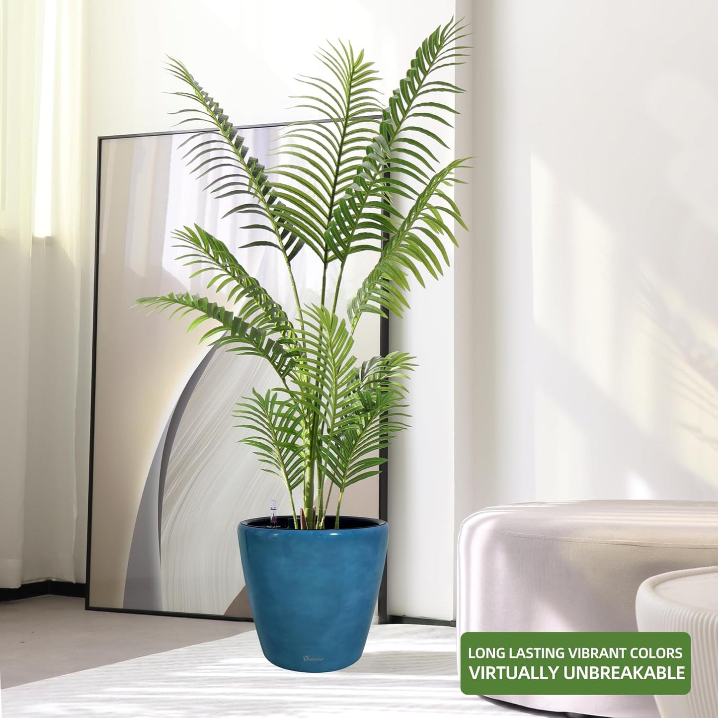 Dexceder 18x17 Self Watering Planter with Wheels Indoor Outdoor, Inner Pot Design, Thickened Large Floor Standing Flower Plant Pot with Water Level Indicator (Peacock Blue Gradient)