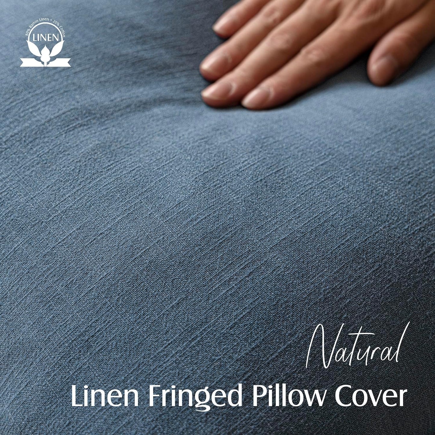 Foindtower Set of 2 Decorative Linen Fringe Lumbar Throw Pillow Covers Farmhouse Cushion Cover with Tassels Accent Pillowcase for Couch Sofa Bed Living Room Home Decor,12×24 Inch,Dark Blue