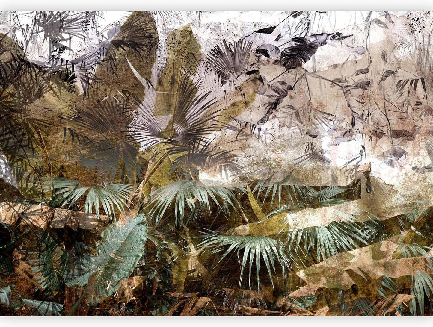 artgeist Wall Mural Tropical Leaves 177x124 in - XXL Non-Woven Wallpaper Fleece Wall Decor Photo Print Picture Image Design Jungle Nature Palm Leaves Like Painted b-C-0789-a-a