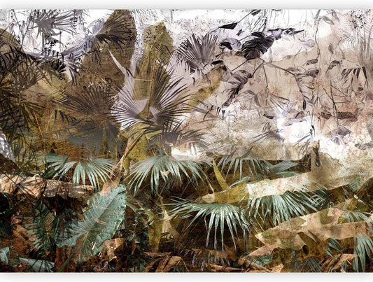 artgeist Premium Wall Mural Tropical Leaves 177x124 in - XXL Non-Woven Wallpaper Fleece Wall Decor Photo Print Picture Image Design Jungle Nature Palm Leaves Like Painted b-C-0789-a-a