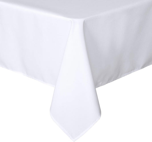 sancua Rectangle Tablecloth - 60 x 120 Inch - Stain and Wrinkle Resistant Washable Polyester Table Cloth, Decorative Fabric Table Cover for Dining Tables, Buffet Parties and Camping, White