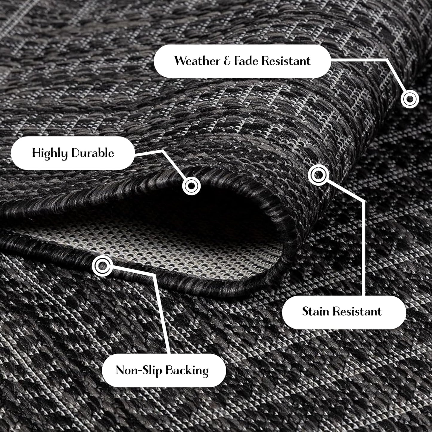 Adiva Rugs Outdoor Indoor Area Rug, Weather Resistant, Easy to Clean, Stain Resistant Floor Mat for Dining Room, Backyard, Deck, Patio (Pebble Weiss, 8' x 10')