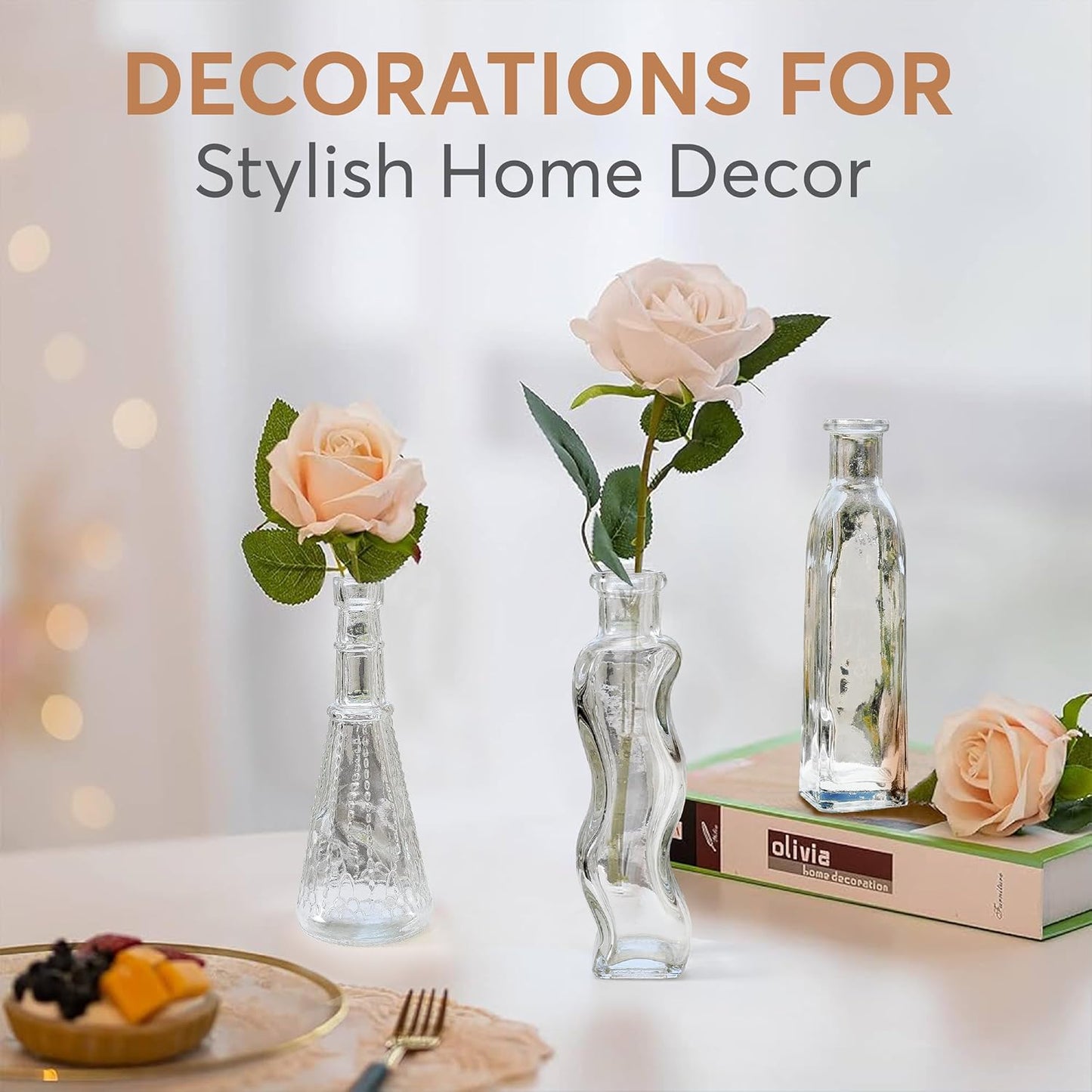 Small Vintage Glass Bottles with Corks, Mini Vases, Decorative Glass Bottle, Potion Bottles, Assorted Design - Set of 14 assorted design 5oz 6.5-7 inch tall 1.8-2.inch wide.