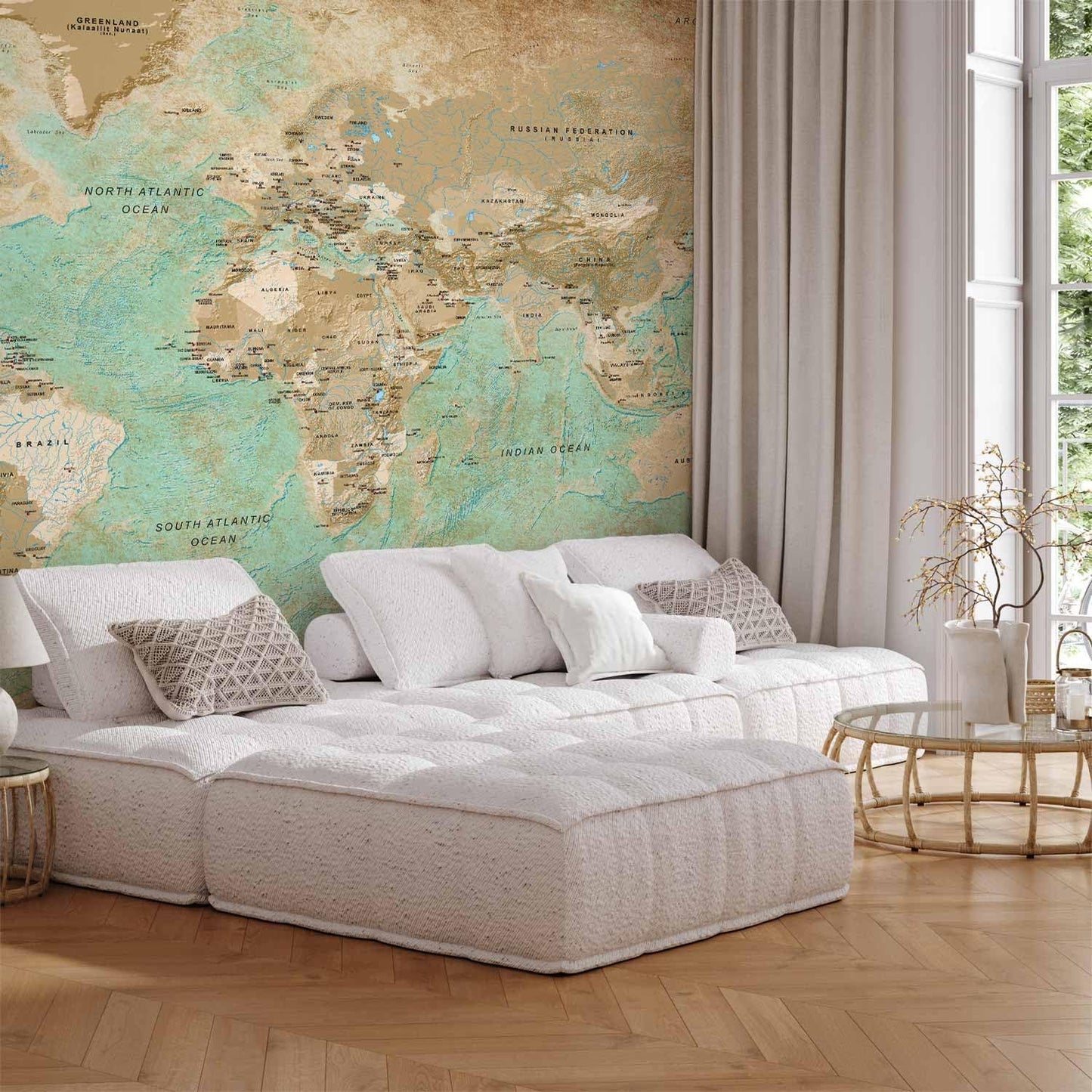 artgeist Wall Mural World Map 193x110 in - XXL Peel and Stick Self-Adhesive Foil Wall Mural Removable Sticker Premium Print Picture Image Design Home Decork-A-0105-x-a