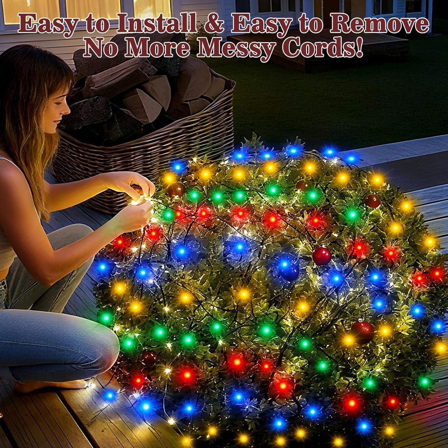 Christmas Net Lights 360 LED Outdoor 12FTx5FT Christmas Mesh Lights Connectable IP67 Waterproof Colorful Decorations Fairy String Light 8 Modes for Indoor Xmas Tree Bush Garden Decor Party-Multicolor